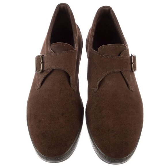 TODS Single Monkstrap Dress Shoes Driver Sz 8 Brown Suede Driving Monk Strap - Picture 3 of 5